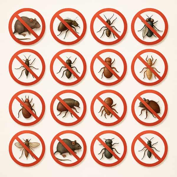 Symbole zur Schädlingsbekämpfung Zürich: Verbotsschilder gegen Insekten und Nagetiere