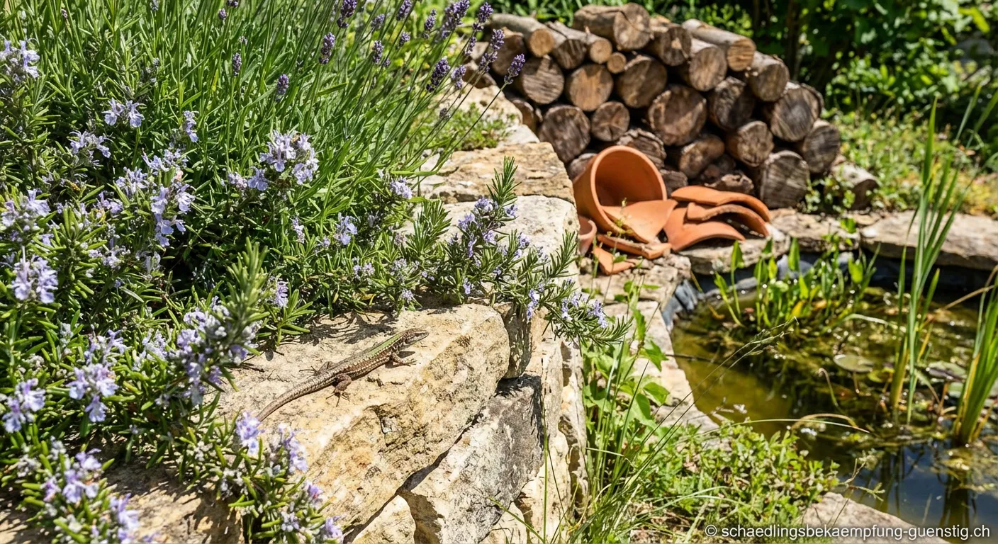 Eidechse auf einem Stein im Garten um Eidechsen zu unterstützen