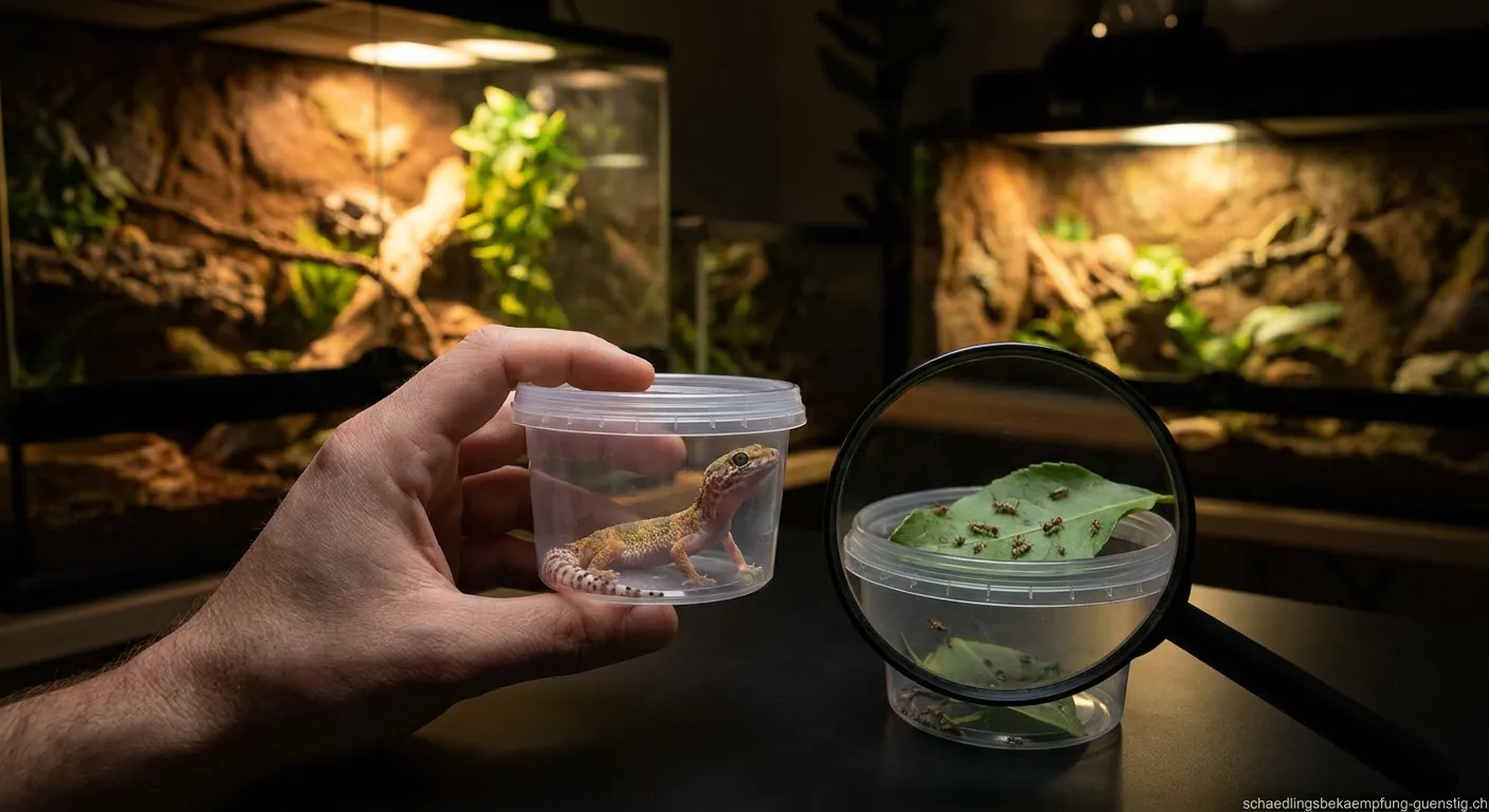 Gesunder Abendgecko im terrarium ohne Schädlingsbefall