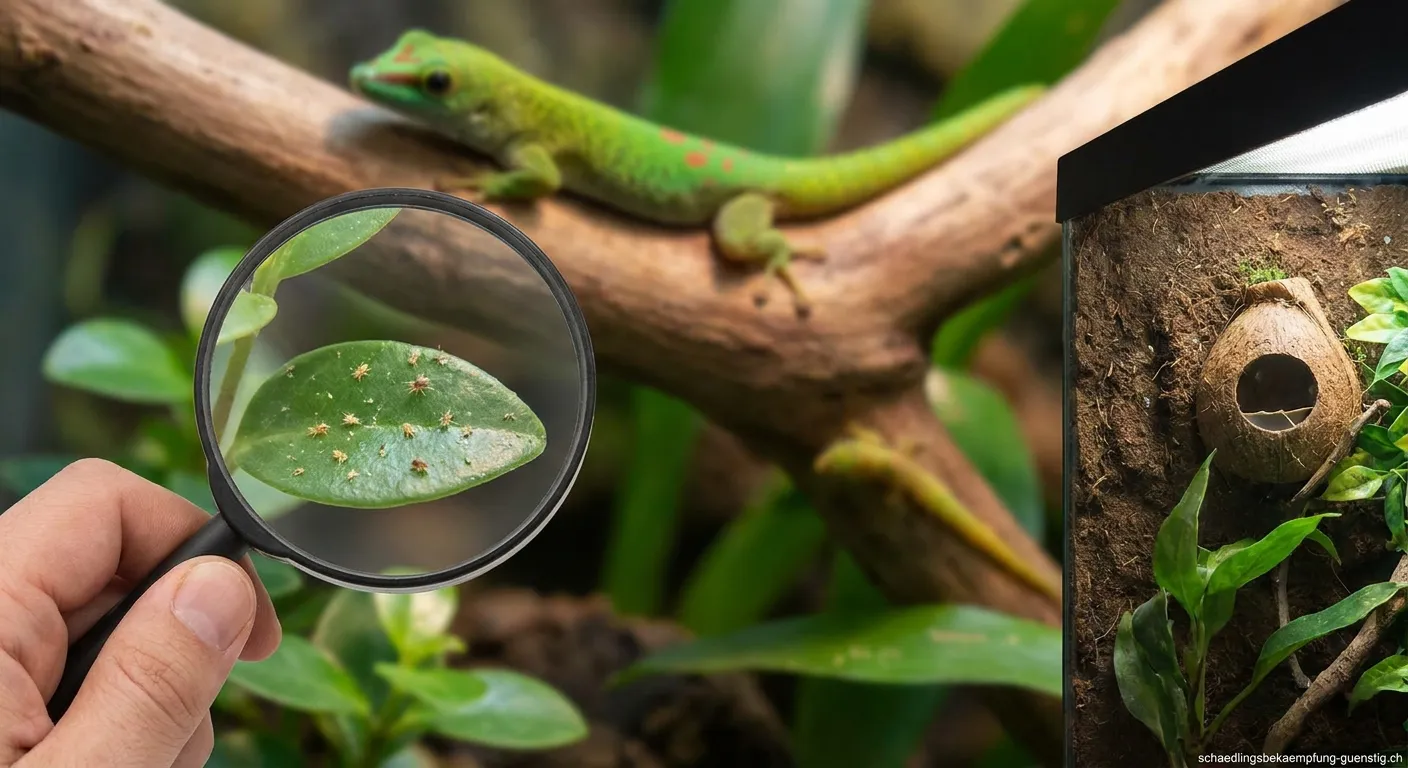 Zwerggecko im Terrarium mit Schädlingsbefall
