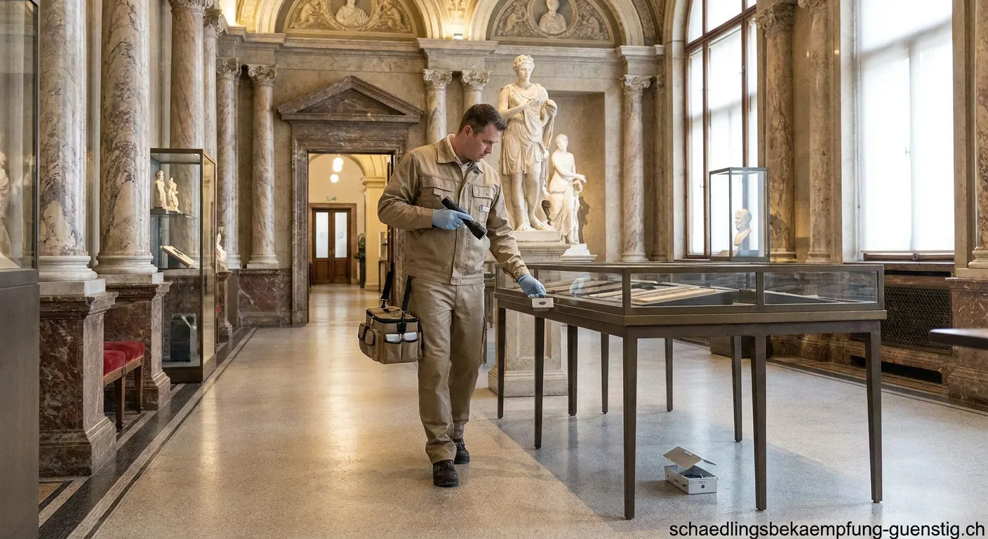 Professionelle Schädlingsbekämpfung durchgeführt in einem Museumssaal