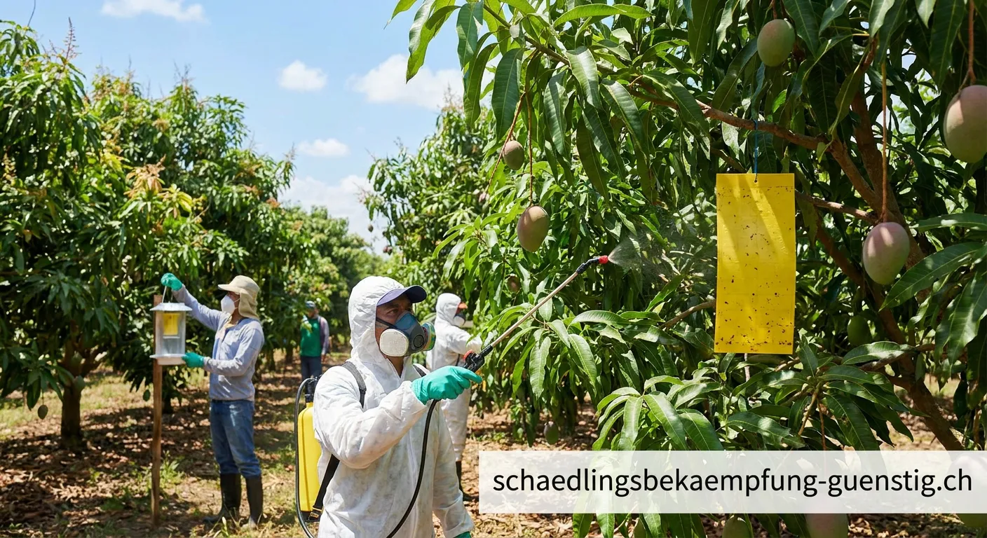 Mangoplantage mit professioneller Schädlingsbekämpfung