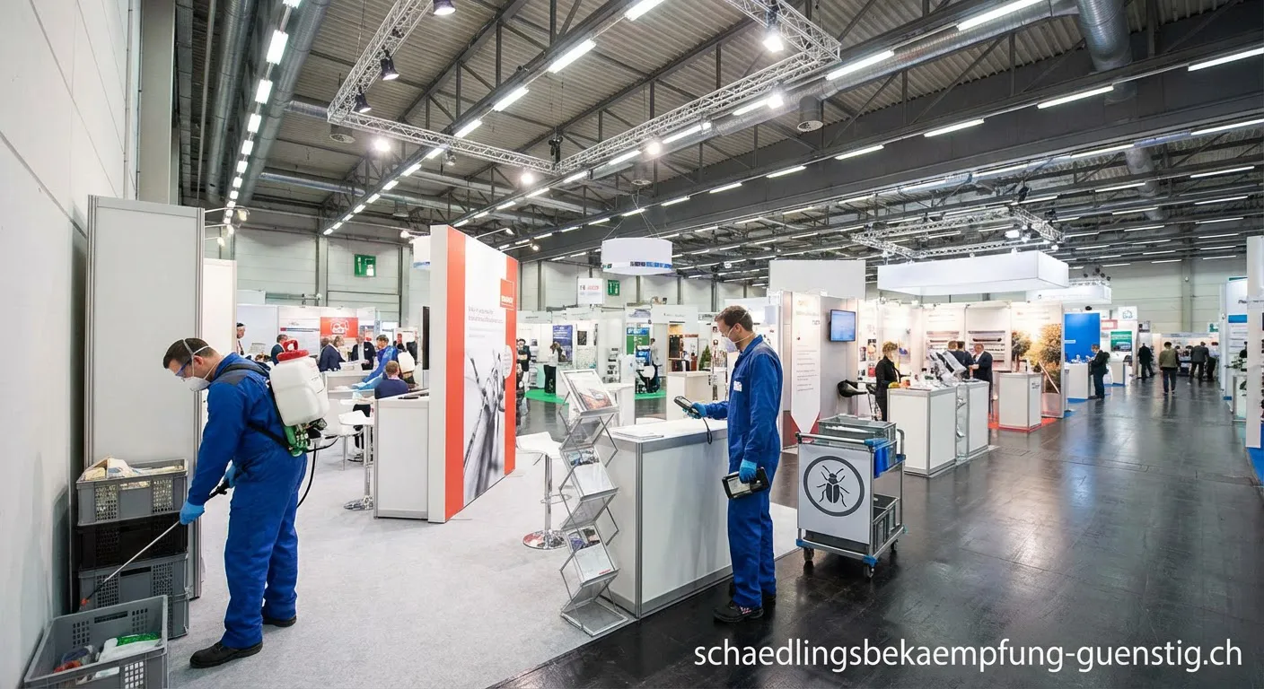 Schädlingsbekämpfung in einer großen Messehalle