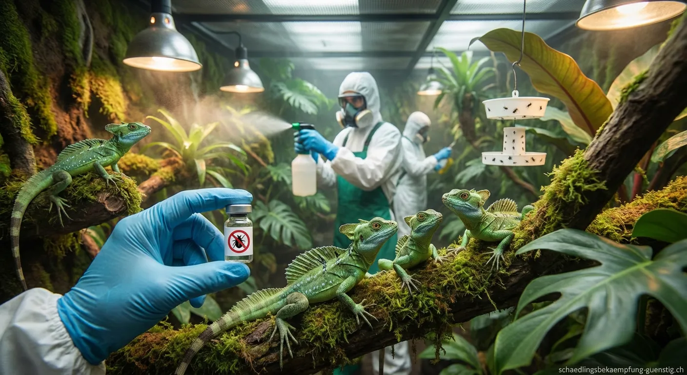 Gesunde BasiliskenEchse im Terrarium ohne Schädlingsbefall
